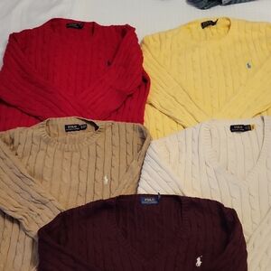 Polo by Ralph Lauren V-Neck Sweater Red Yellow